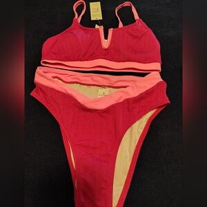 Cupshe Vibrant Red and Pink Bikini
